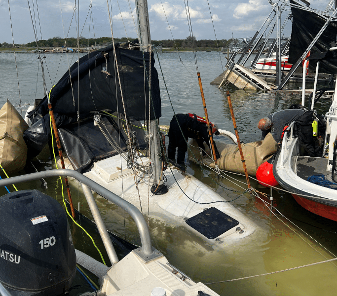 Salvage of a sailboat